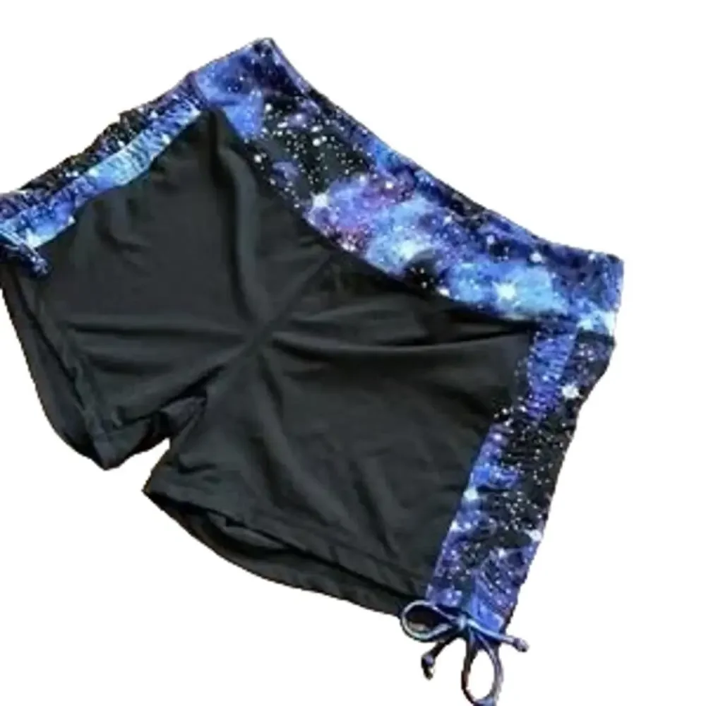 AVIVA Activewear Set Matching Jacket & Shorts in Black Celestial Blue SZ 6